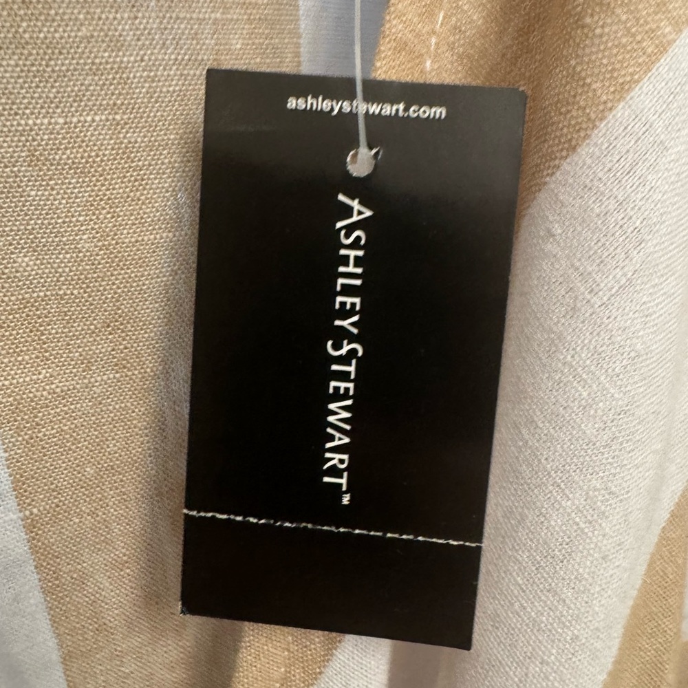 Ashley Stewart Tan White Striped Linen Blend Maxi Dress NWT Size 18 - Picture 9 of 9